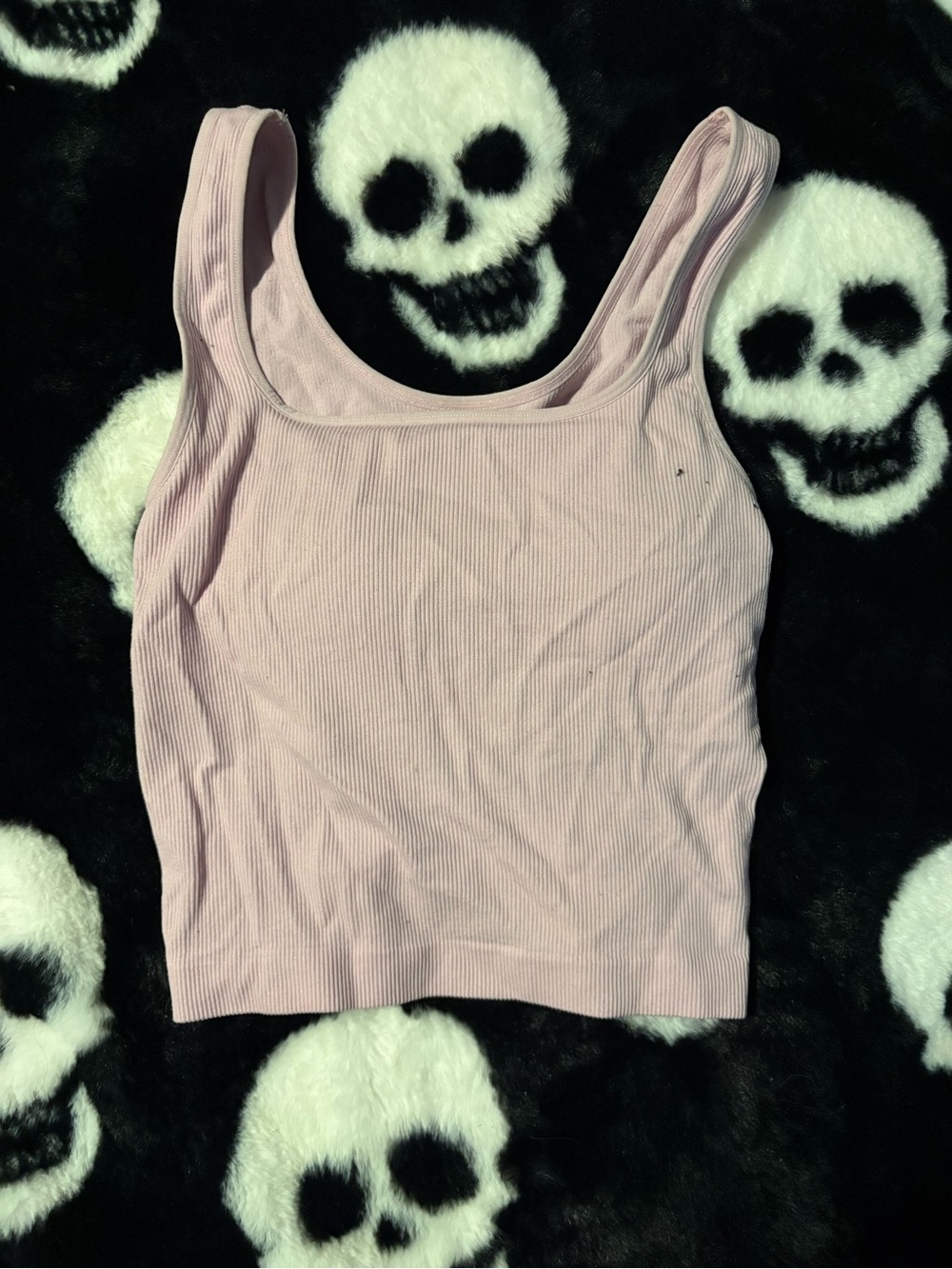 Wallflower Light Pink Ribbed Scoop Crop Tank